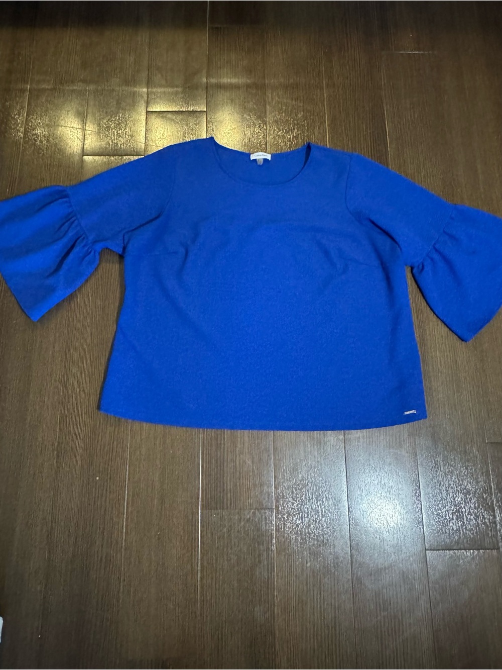 Calvin Klein Royal Blue Ruffle Sleeve Top